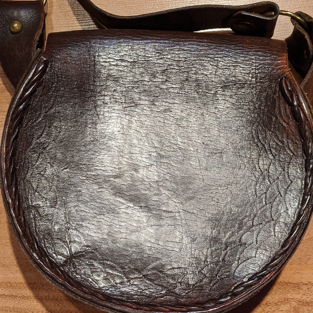 Vintage 70's Hand Tooled And Painted Floral Leather Shoulder Bag - Picture 5 of 5